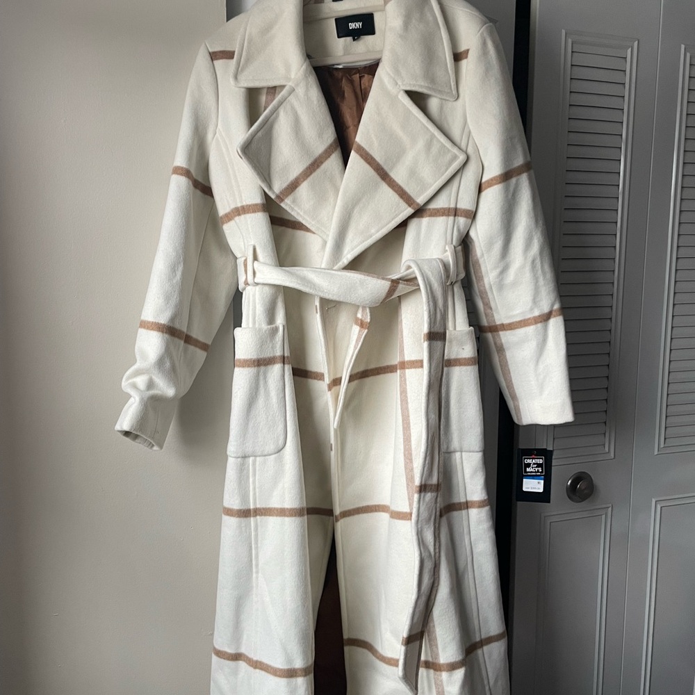 DKNY Women's Cream and Tan Trench Coat - Picture 2 of 6